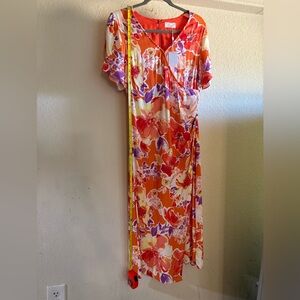 Sage Orange and Purple Ruffled Tiered Sundress